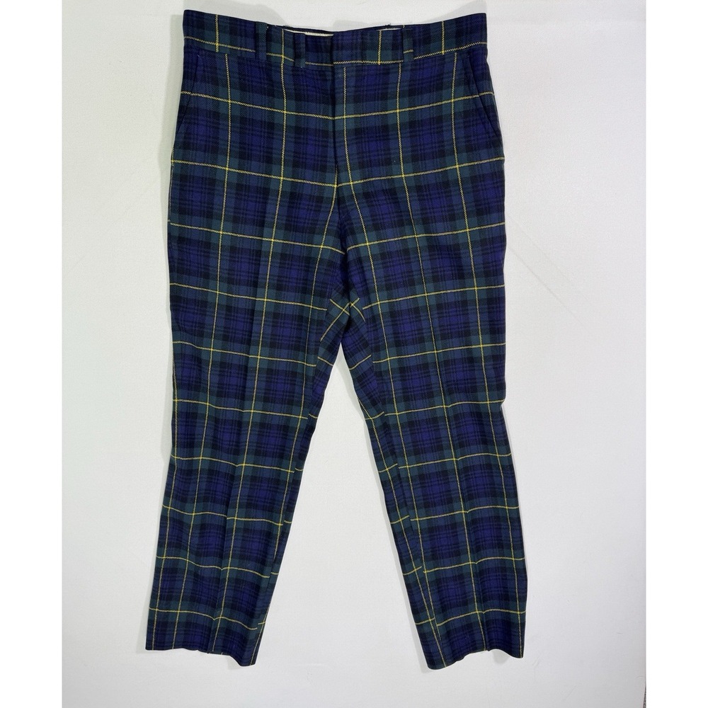 Vintage Corbin Mens 34x28.5 Plaid Tartan Dress Pants Scottish Preppy 80s USA